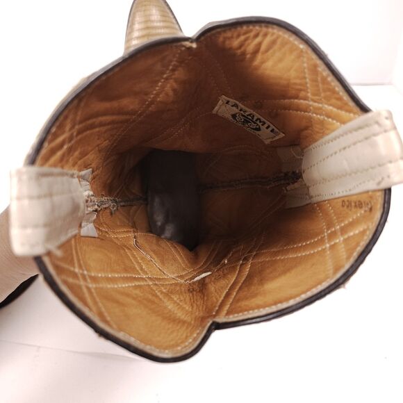 Vtg Laramie Leather Western Cowboy Boot Handmade Patchwork Lizard Brown Sz 6 D - Picture 10 of 11